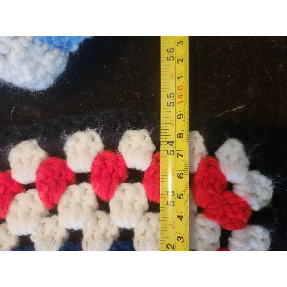 Vintage Crocheted Granny Square Afghan Blanket 55x55‎ Rainbow Hippie Bohemia